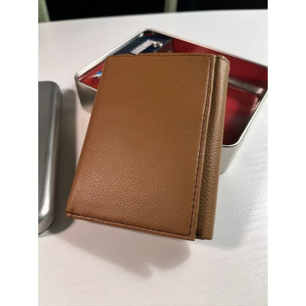 Reel Legends Genuine Premium Leather Trifold Wallet Textured Tan Finish New
